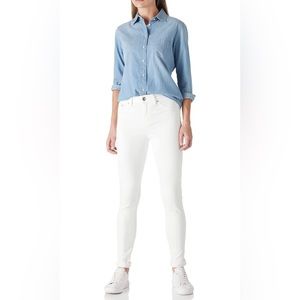NWT RHODANTHE Women's White Denim Skinny Jeans Stretch Comfy Size 12